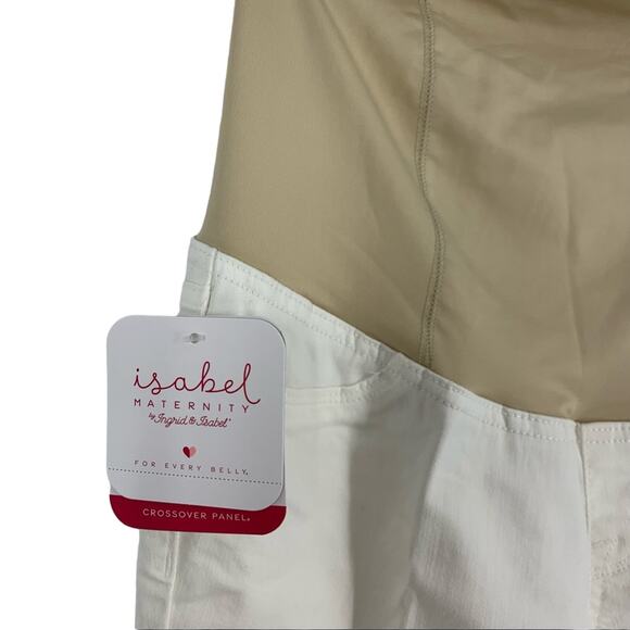 Ingrid & Isabel Maternity Crossover Panel White Skinny Pants Size 6/28 Maternity - Picture 3 of 8